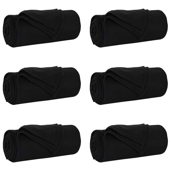 vidaXL Throw Blankets 6 pcs Black 200 x 150 cm Fleece