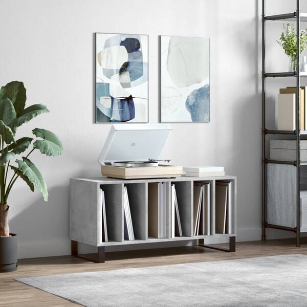 vidaXL Record Cabinet Concrete Grey 100x38x48 cm Engineered Wood
