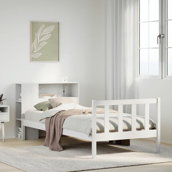 vidaXL Bookcase Bed without Mattress White 90x200 cm Solid Wood Pine