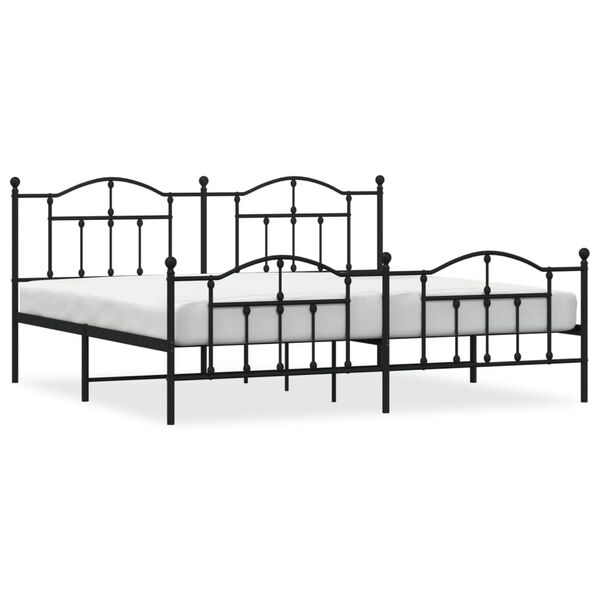 vidaXL Metal Bed Frame without Mattress with Footboard Black 200x200cm