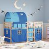 vidaXL Kids' Loft Bed with Tunnel without Mattress Blue 90x200 cm