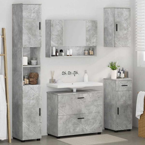vidaXL Bathroom Furniture Set with Drawer 5 pcs Concrete Grey