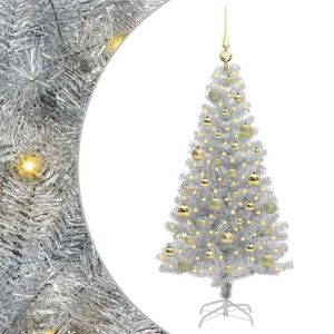 vidaXL Christmas Tree with 150 LEDs with Stand Silver 120 cm PET