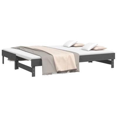 vidaXL Pull-out Day Bed Grey 2x(80x200) cm Solid Wood Pine