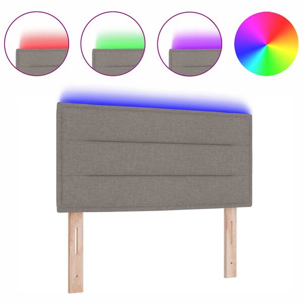 vidaXL LED Headboard with LED Strip Lights Taupe 100 cm Polyester