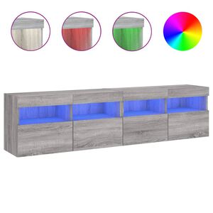 vidaXL TV Wall Cabinets with LED Lights 2 pcs Grey Sonoma 80x30x40 cm