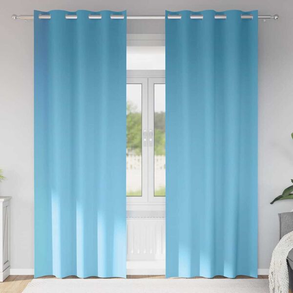 vidaXL Blackout Curtains with Rings 2 pcs Light Blue 245 x 140 cm
