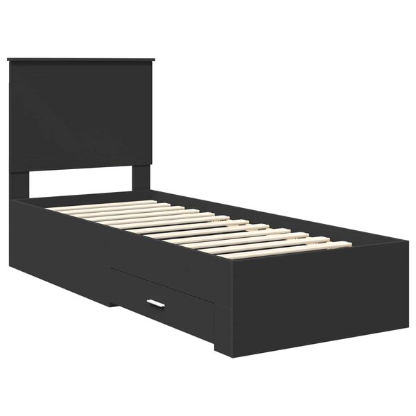 vidaXL Bed Frame Black and Silver 70 x 190 cm Engineered Wood