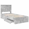 vidaXL Bed Frame with Drawer Concrete Grey 90 x 190 cm Engineered Wood