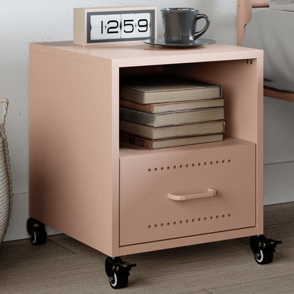 vidaXL Bedside Cabinet Pink 36x39x43.5 cm Steel