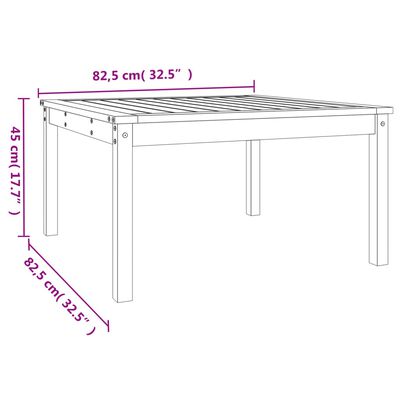 vidaXL Garden Table White 82.5x82.5x45 cm Solid Wood Pine