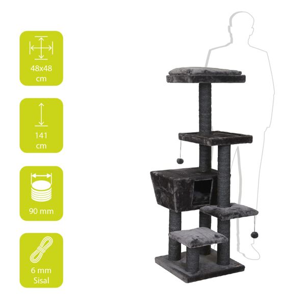 Ebi Cat Scratching Tree North Dakota 48x48x141 cm Grey