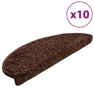 vidaXL Stair Mats 10 pcs 65x21x4 cm Brown Half Round Large