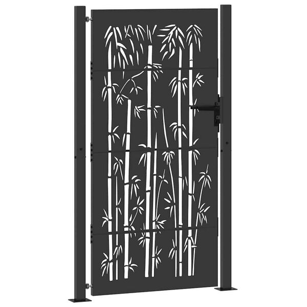 vidaXL Garden Gate with Lock Black 85 x 180 cm Powder-Coated Steel