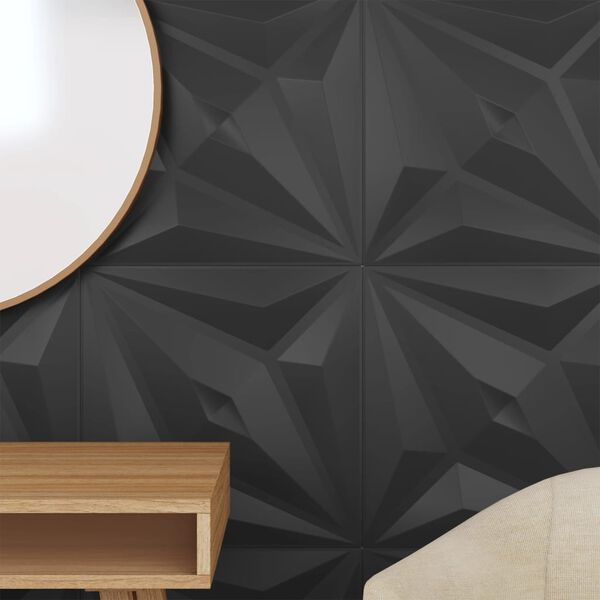 vidaXL Wall Panels 24 pcs Black 50x50 cm XPS 6 m&sup2; Star