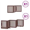 vidaXL Dog Gate with Door Foldable 9 Panels Brown 450 cm Poplar Wood