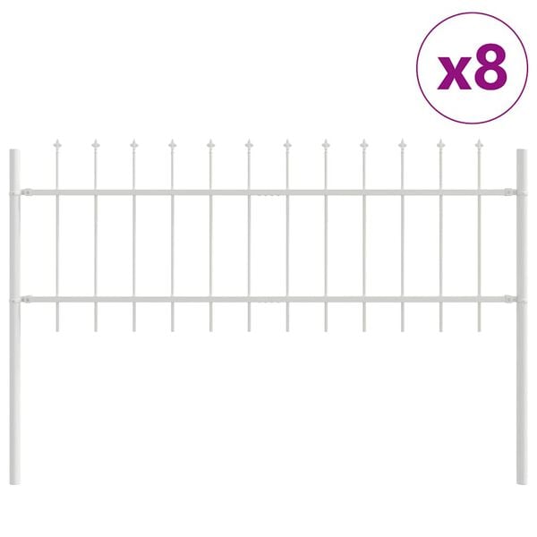 vidaXL Garden Fence 8 pcs White 13.6 x 0.6 m Powder-coated Steel