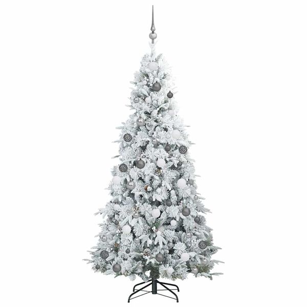 vidaXL Artificial Hinged Christmas Tree White 210 cm PE and PVC