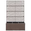 vidaXL Trellis Raised Bed with 3 Pots 83x30x130 cm Poly Rattan Brown