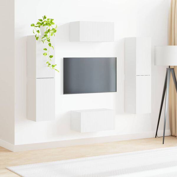 vidaXL TV Cabinet Set 6 pcs White Engineered Wood