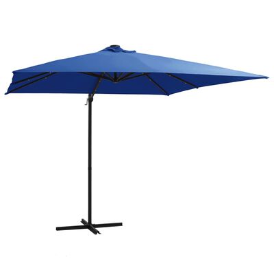 vidaXL Cantilever Umbrella with LED lights and Steel Pole 250x250 cm Azure Blue