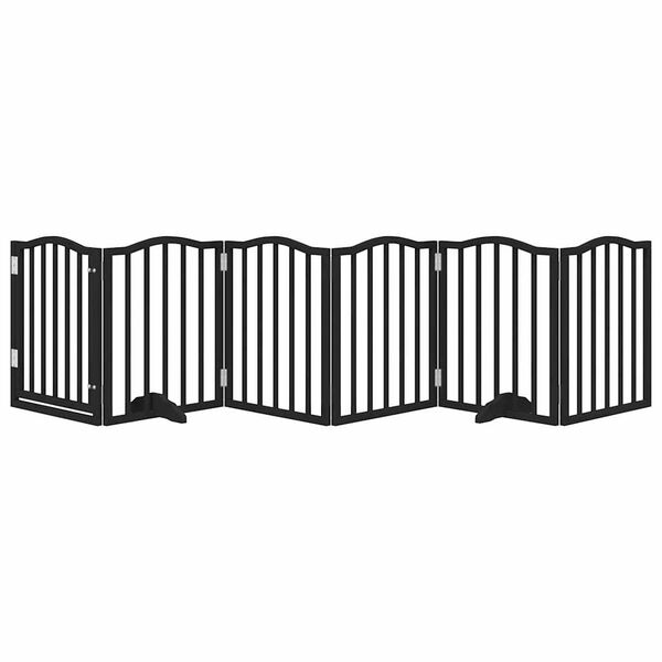 vidaXL Dog Gate with Door Foldable 6 Panels Black 300 cm Poplar Wood