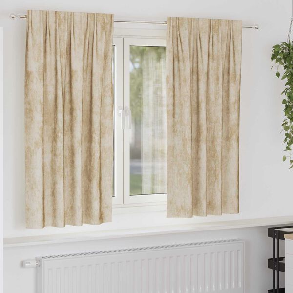 vidaXL Velvet Curtains with Curtains 2 pcs Cream 175 x 140 cm Velvet