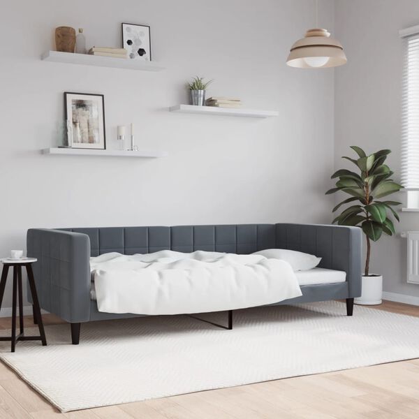 vidaXL Day Bed without Mattress Dark Grey 90x190 cm Single Velvet