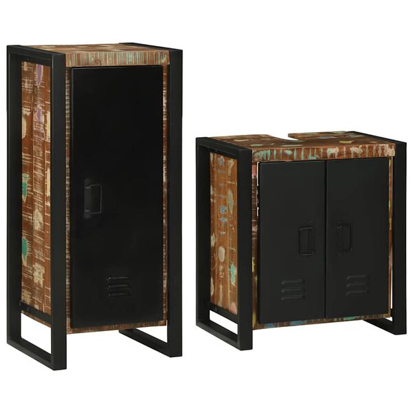 vidaXL Bathroom Furniture Set 2 pcs Multicolour Solid Reclaimed Wood
