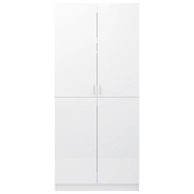 vidaXL Wardrobe High Gloss White 90x52x200 cm Engineered Wood