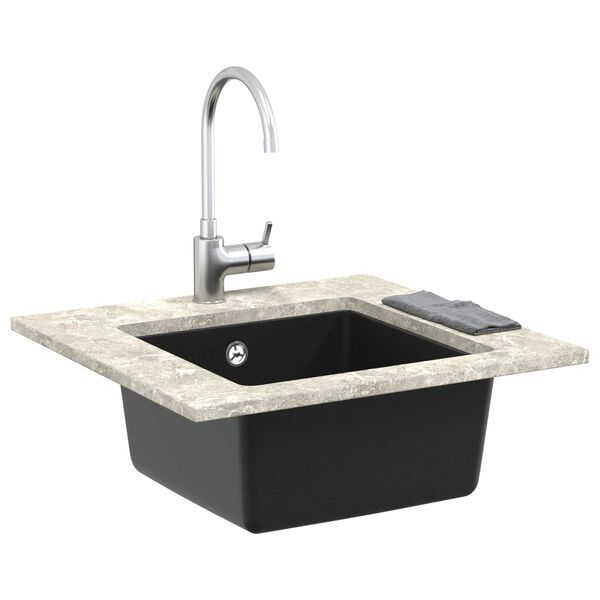 vidaXL Sink Black 430 x 460 mm 80% Quartz and 20% Resin