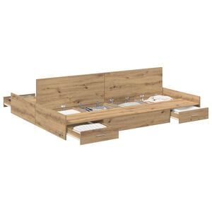 vidaXL Storage Bed Frame Artisan Oak 135 x 190 cm Engineered Wood