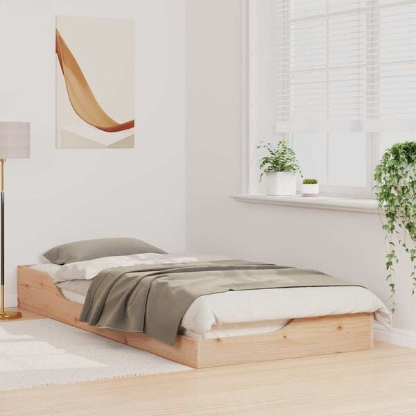 vidaXL Bed Frame Brown 100 x 210 cm Solid Pine Wood