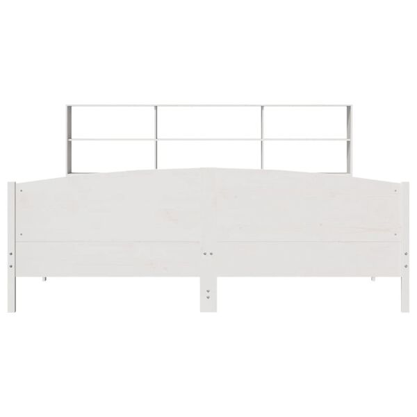 vidaXL Bookcase Bed without Mattress White 180x200 cm Super King Solid Wood Pine
