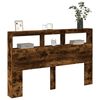 vidaXL Headboard Cabinet with LED Smoked Oak 160x17x102 cm