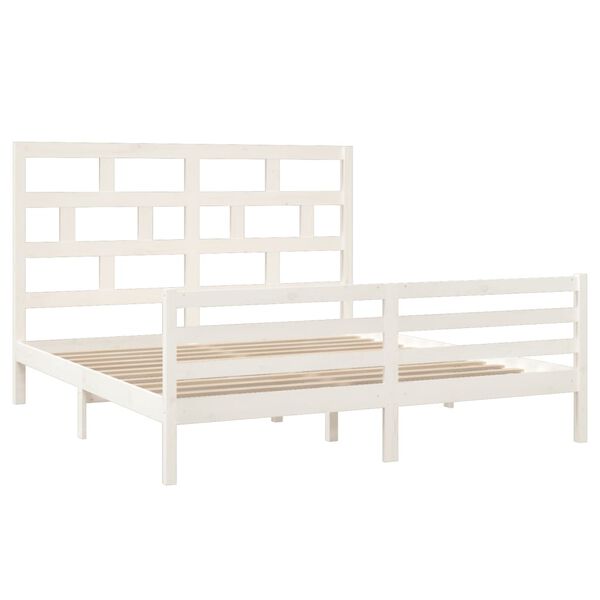vidaXL Bed Frame without Mattress White Solid Wood Super King Size