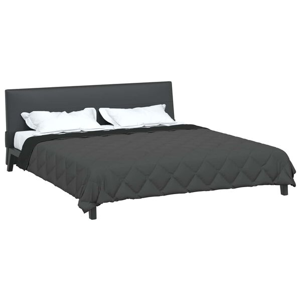 vidaXL Full Year Duvet Black and Anthracite 220 x 200 cm Microfiber