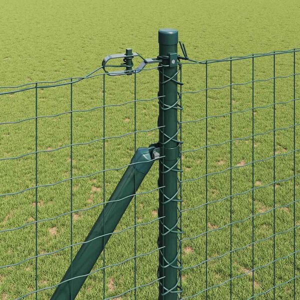 vidaXL Fence Posts Manual 13 pcs Green Ø32mm 180 cm Galvanised steel