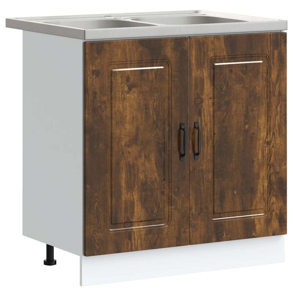 vidaXL Kitchen Cabinet with Door Kalmar 2 pcs Brown 80 x 46 x 81.5 cm