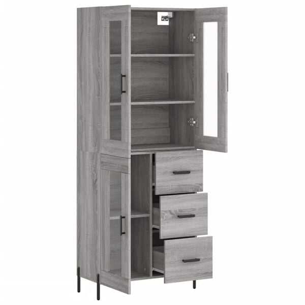 vidaXL Highboard Grey Sonoma 69.5x34x180 cm Engineered Wood