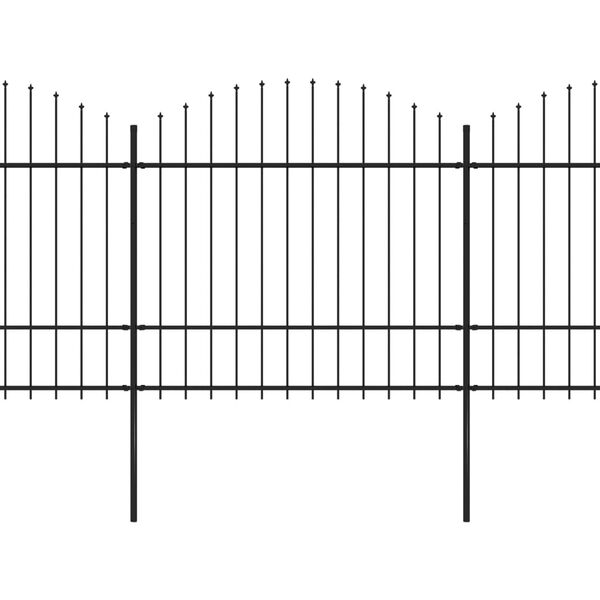 vidaXL Garden Fence with Spear Top Steel 714.5x175 cm Black