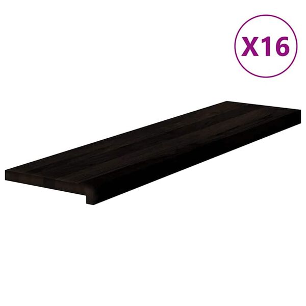 vidaXL Stair Treads 16 pcs Dark Brown 100x25x2 cm Solid Wood Oak