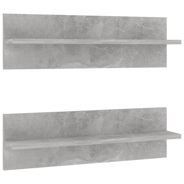 vidaXL Wall Shelf 2 pcs Concrete Grey 60x11.5x18 cm Engineered Wood