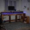 vidaXL Desk with LED Lights Old Wood 200x104x91 cm Engineered Wood