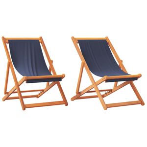 vidaXL Folding Chairs 2 pcs Blue Fabric