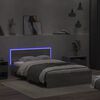 vidaXL Bed Frame with Headboard and LED Grey Sonoma 135x190 cm Double