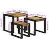 vidaXL Nesting Table 3 pcs Brown and black Solid rough mango wood