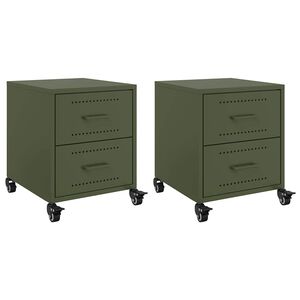 vidaXL Bedside Cabinets 2 pcs Olive Green 36x39x43,5 cm Steel