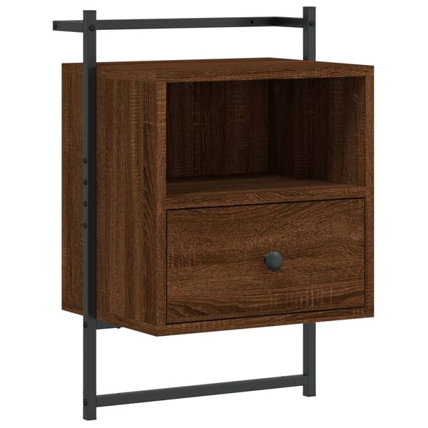 vidaXL Bedside Cabinet Wall-mounted Brown Oak 40x30x61 cm Engineered Wood