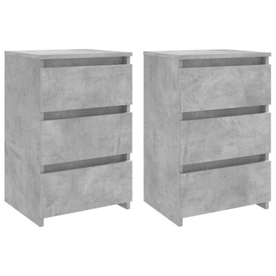 vidaXL Bed Cabinets 2 pcs Concrete Grey 40x35x62.5 cm Engineered Wood